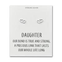 Sterling Silver Daughter Quote Heart Link Earrings