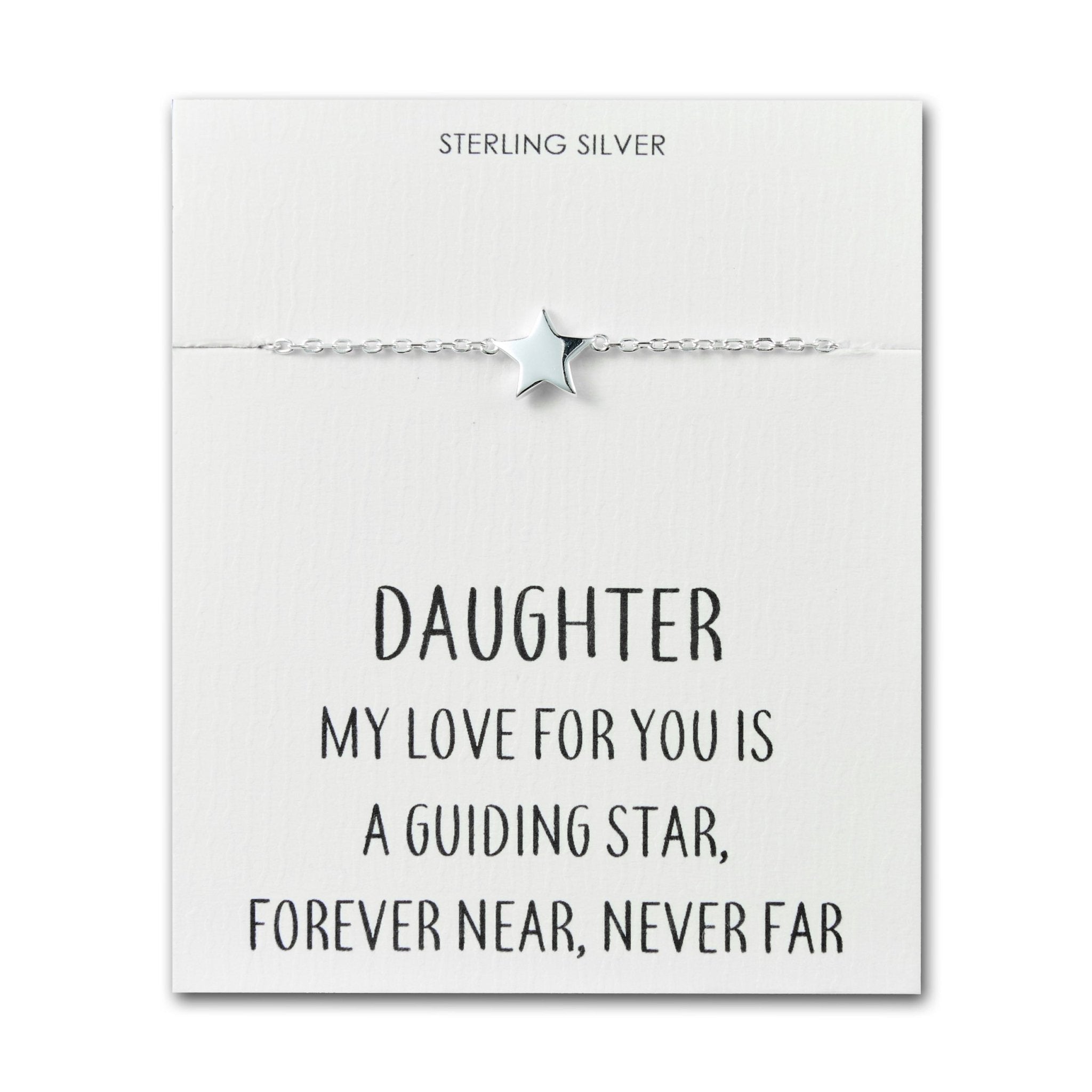 Sterling Silver Daughter Quote Star Bracelet
