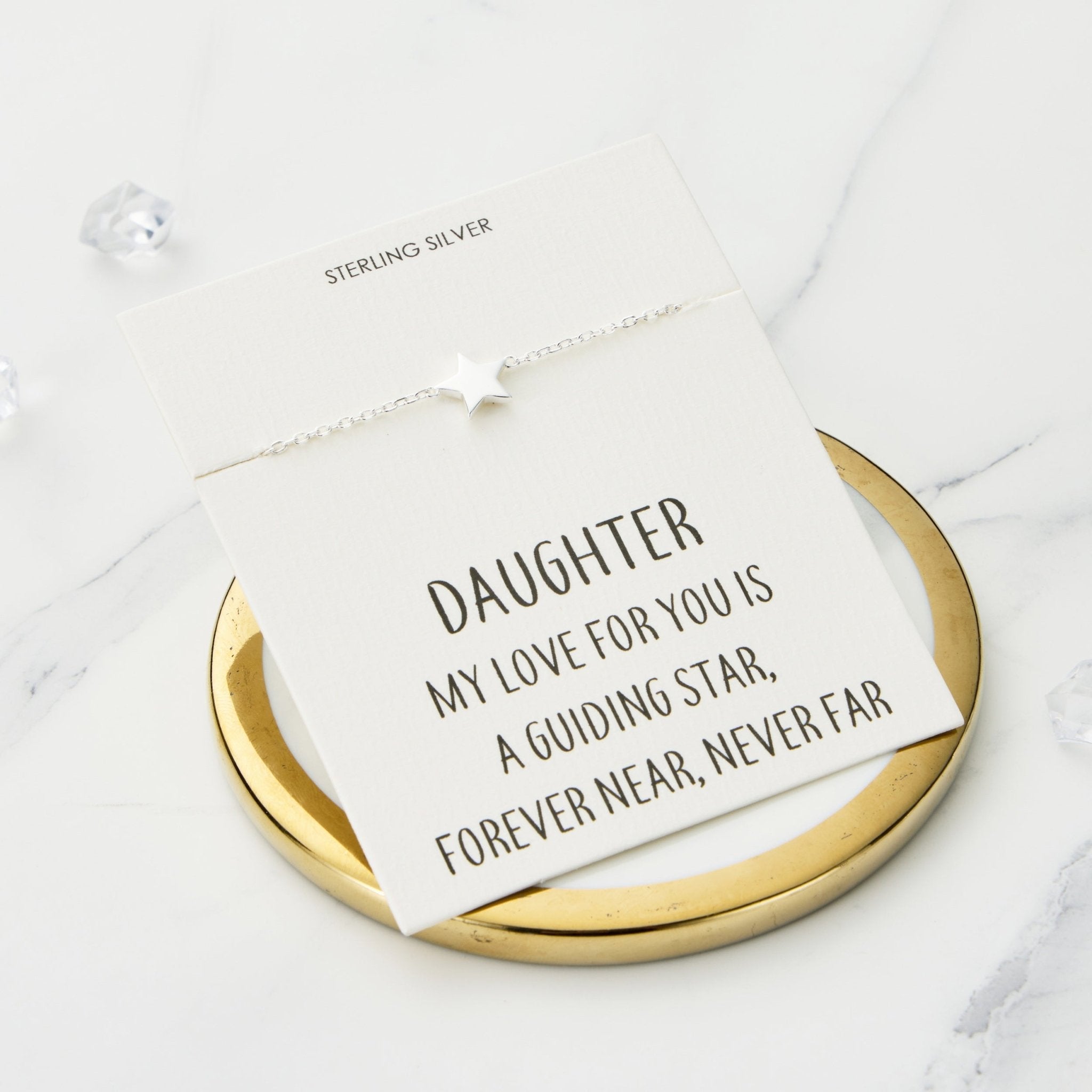 Sterling Silver Daughter Quote Star Bracelet