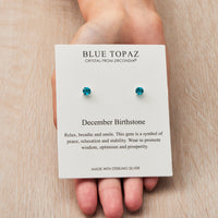 Sterling Silver December (Blue Topaz) Birthstone Earrings Created with Zircondia® Crystals