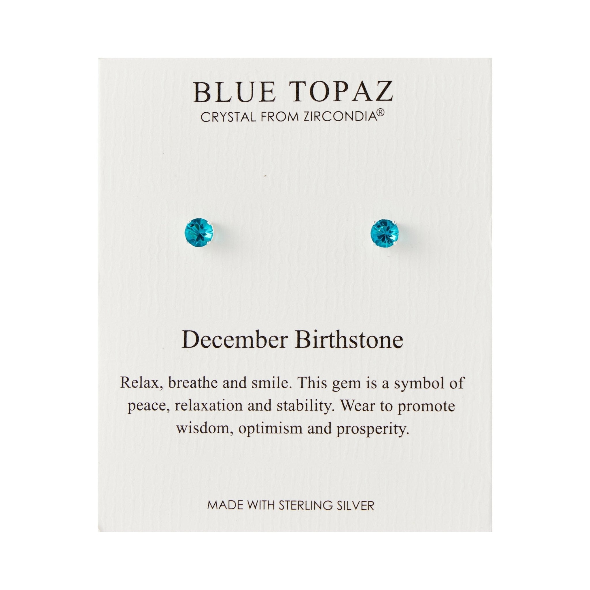 Sterling Silver December (Blue Topaz) Birthstone Earrings Created with Zircondia® Crystals
