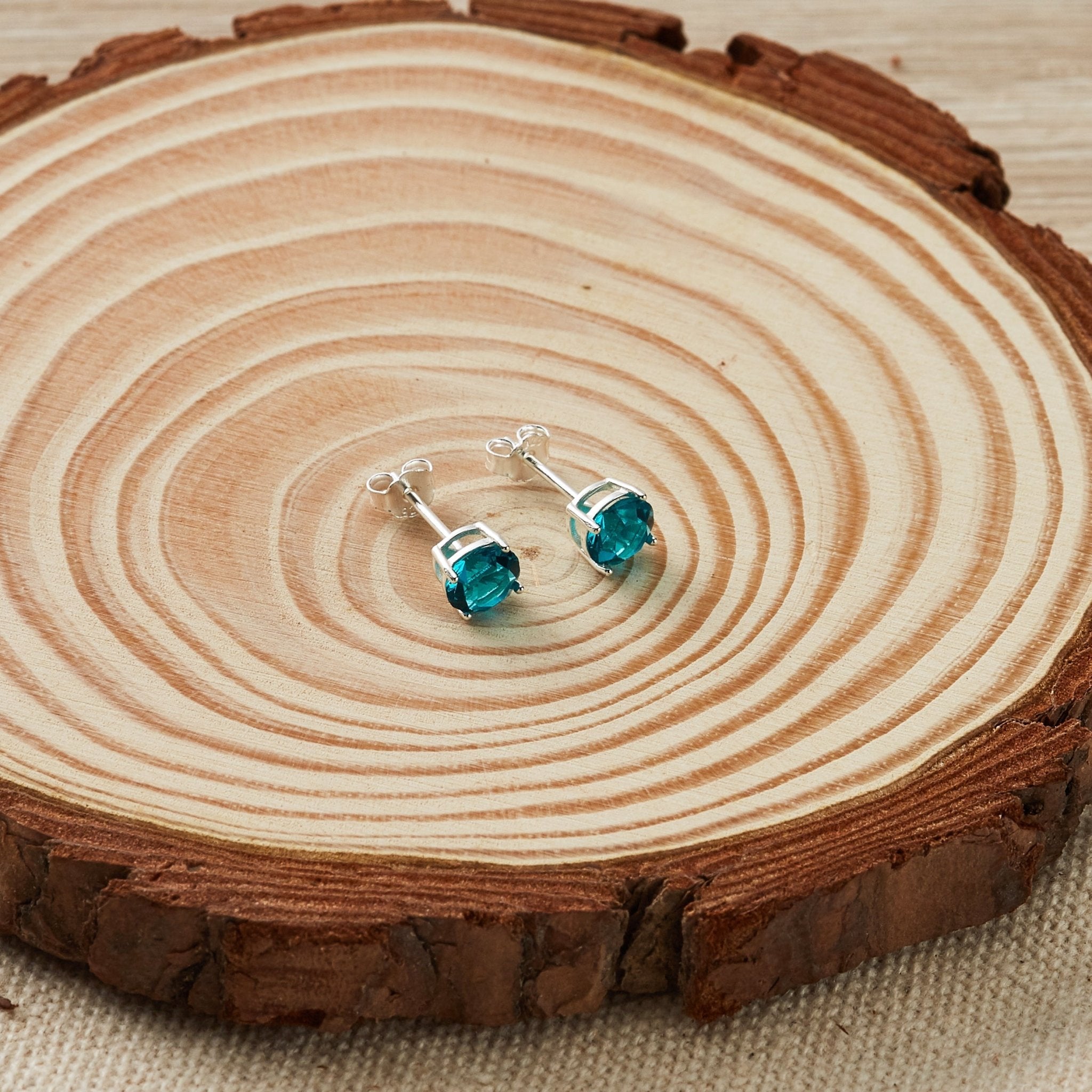 Sterling Silver December (Blue Topaz) Birthstone Earrings Created with Zircondia® Crystals