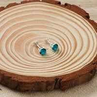 Sterling Silver December (Blue Topaz) Birthstone Earrings Created with Zircondia® Crystals