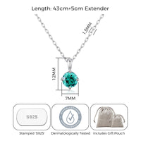 Sterling Silver December (Blue Topaz) Birthstone Necklace Created with Zircondia® Crystals