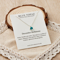 Sterling Silver December (Blue Topaz) Birthstone Necklace Created with Zircondia® Crystals