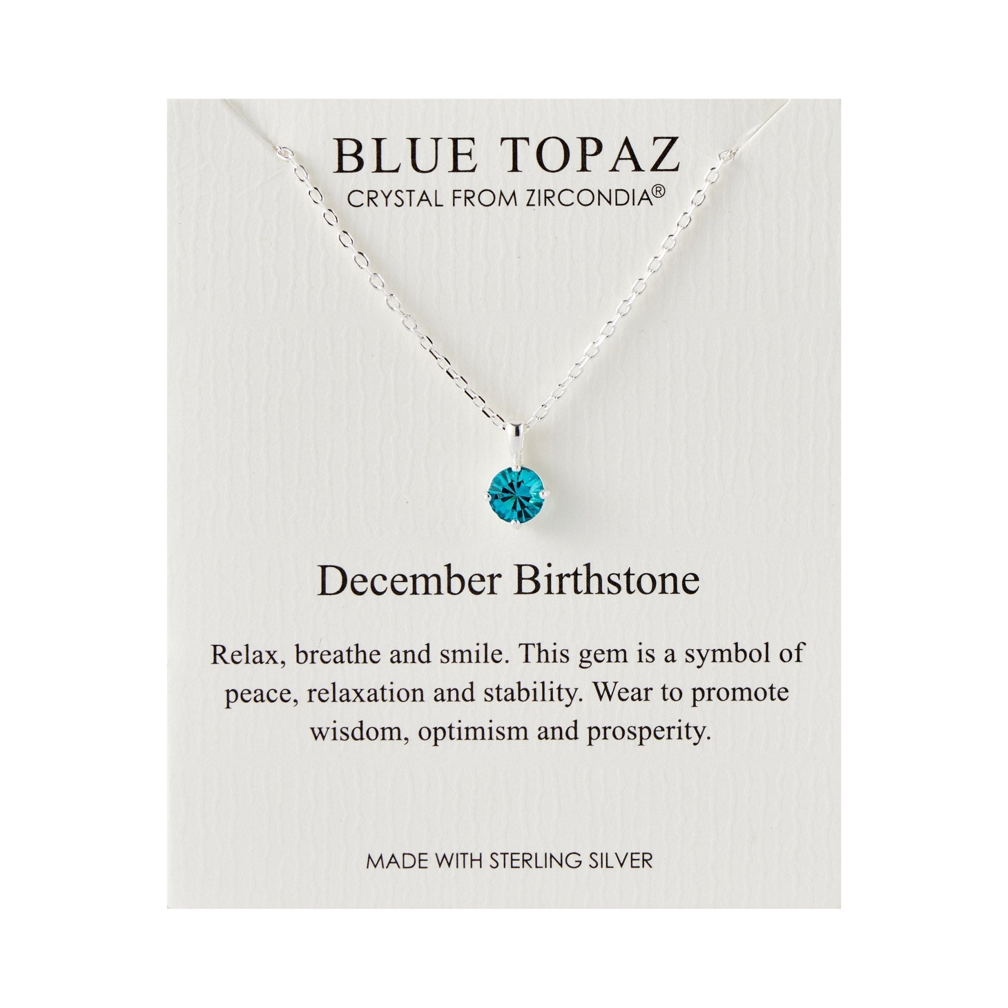 Sterling Silver December (Blue Topaz) Birthstone Necklace Created with Zircondia® Crystals