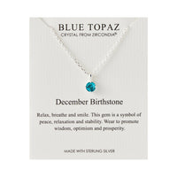 Sterling Silver December (Blue Topaz) Birthstone Necklace Created with Zircondia® Crystals