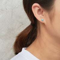 Sterling Silver December (Turquoise) Birthstone Earrings Created with Zircondia® Crystals