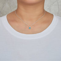 Sterling Silver December (Turquoise) Birthstone Necklace Created with Zircondia® Crystals