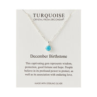Sterling Silver December (Turquoise) Birthstone Necklace Created with Zircondia® Crystals