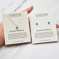 Sterling Silver December (Turquoise) Birthstone Necklace & Earrings Set Created with Zircondia® Crystals