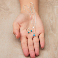 Sterling Silver December (Turquoise) Birthstone Necklace & Earrings Set Created with Zircondia® Crystals