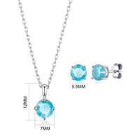 Sterling Silver December (Turquoise) Birthstone Necklace & Earrings Set Created with Zircondia® Crystals