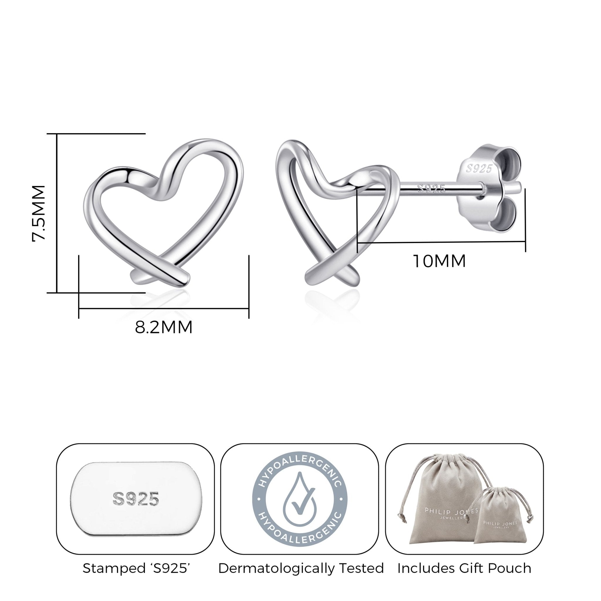 Sterling Silver Delicate Heart Earrings