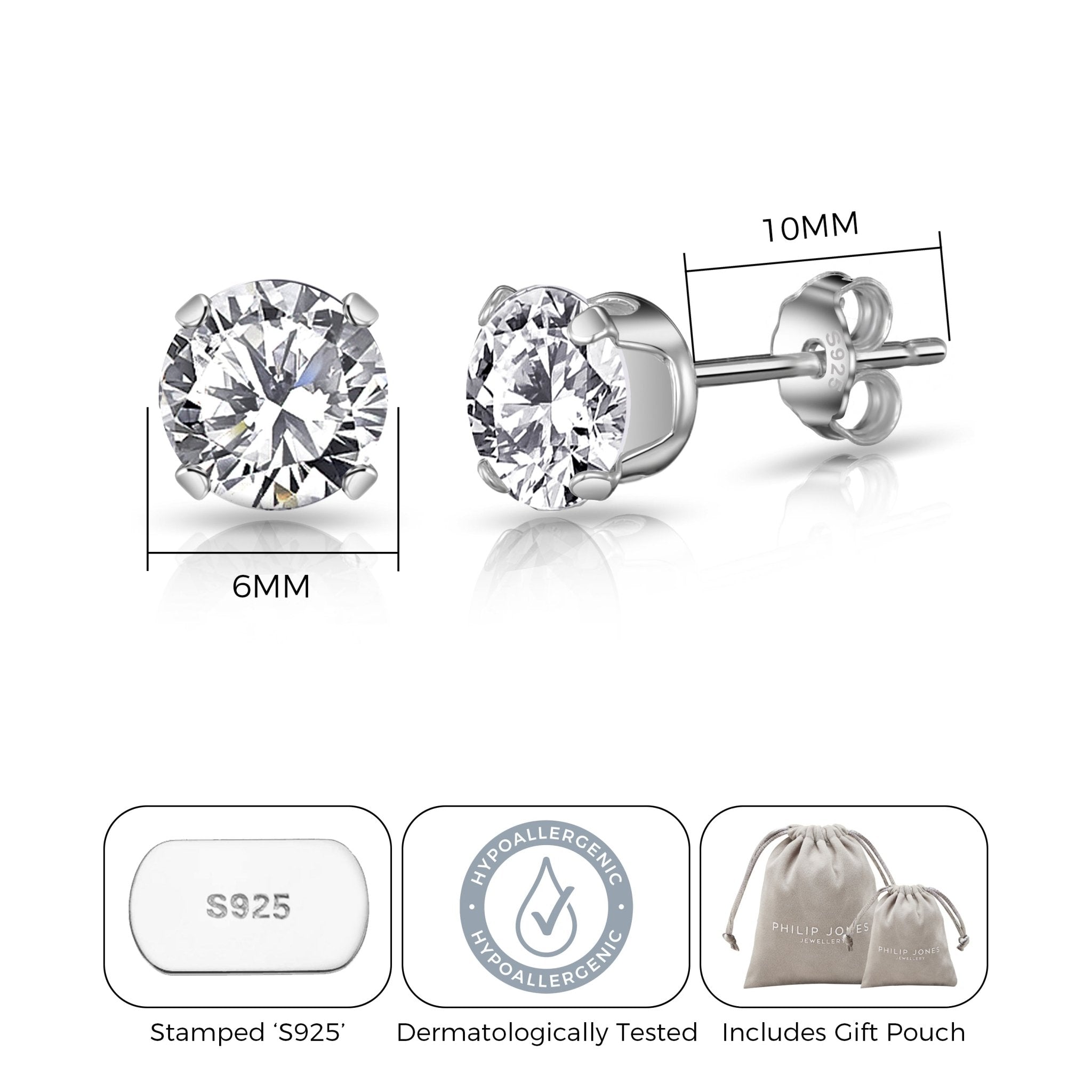 Sterling Silver Earrings Created with Zircondia® Crystals