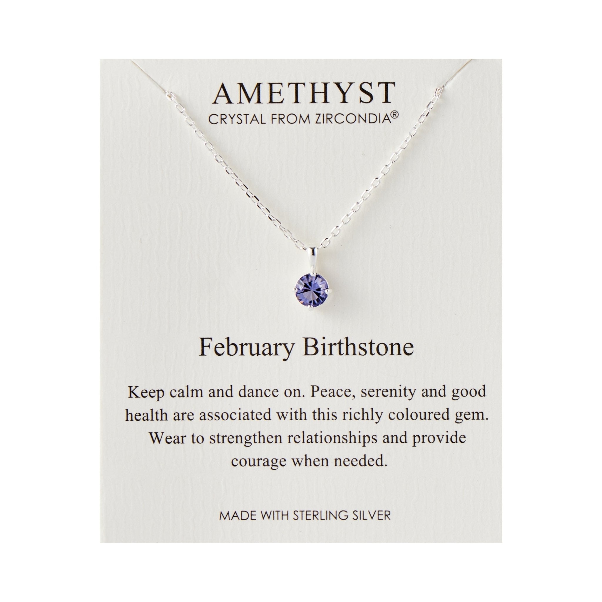 Sterling Silver February (Amethyst) Birthstone Necklace Created with Zircondia® Crystals