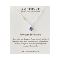 Sterling Silver February (Amethyst) Birthstone Necklace Created with Zircondia® Crystals