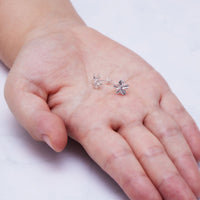 Sterling Silver Flower Earrings Created with Zircondia® Crystals