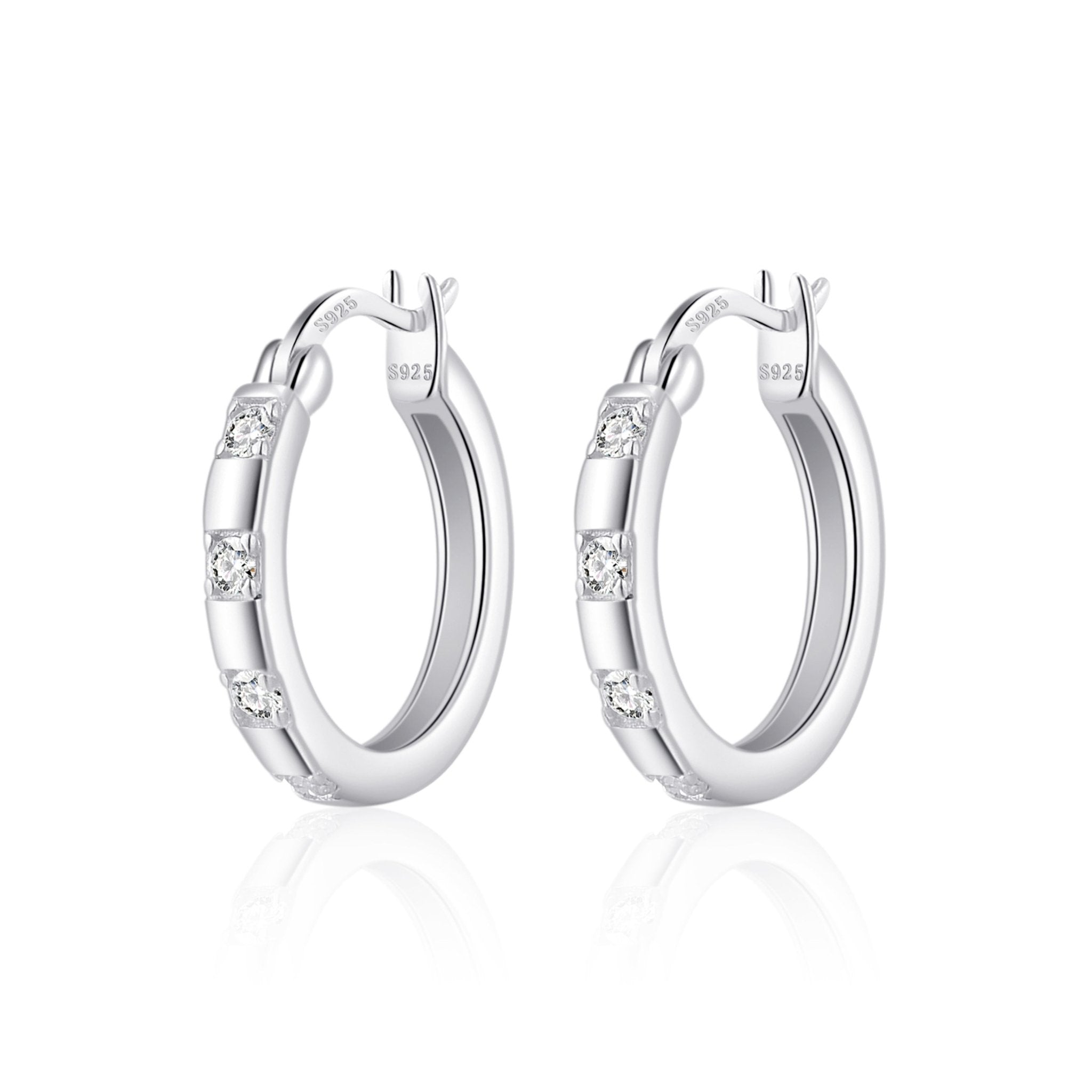 Sterling Silver Four Stone Hoop Earrings Created with Zircondia® Crystals