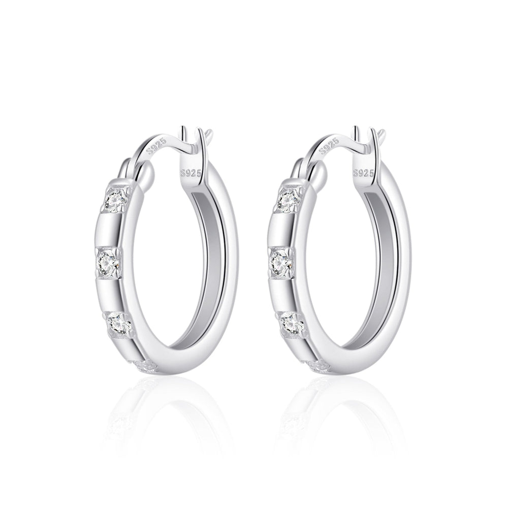 Sterling Silver Four Stone Hoop Earrings Created with Zircondia® Crystals