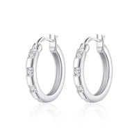 Sterling Silver Four Stone Hoop Earrings Created with Zircondia® Crystals