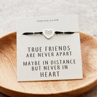 Sterling Silver Friendship Quote Corded Heart Bracelet