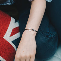 Sterling Silver Friendship Quote Corded Heart Bracelet