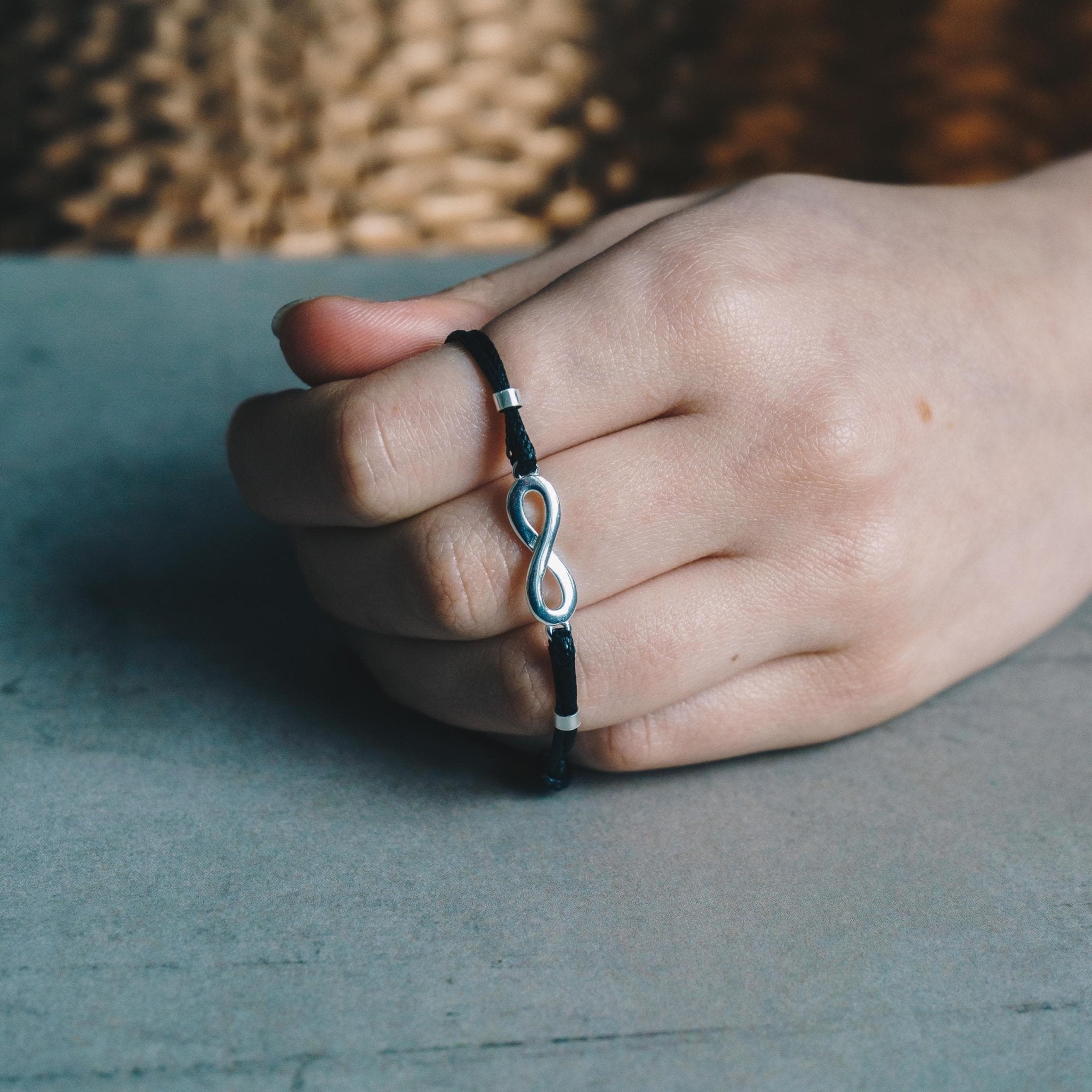 Sterling Silver Friendship Quote Corded Infinity Bracelet