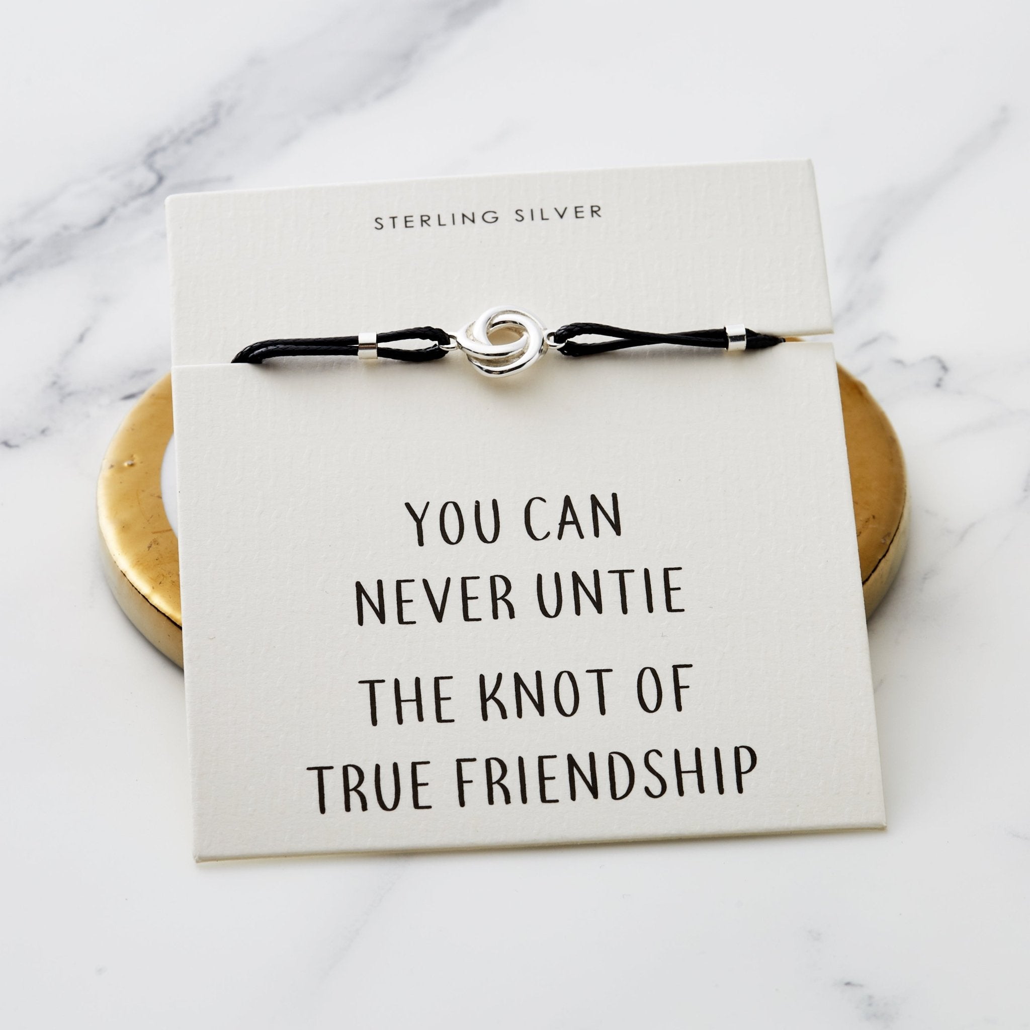 Sterling Silver Friendship Quote Corded Knot Bracelet