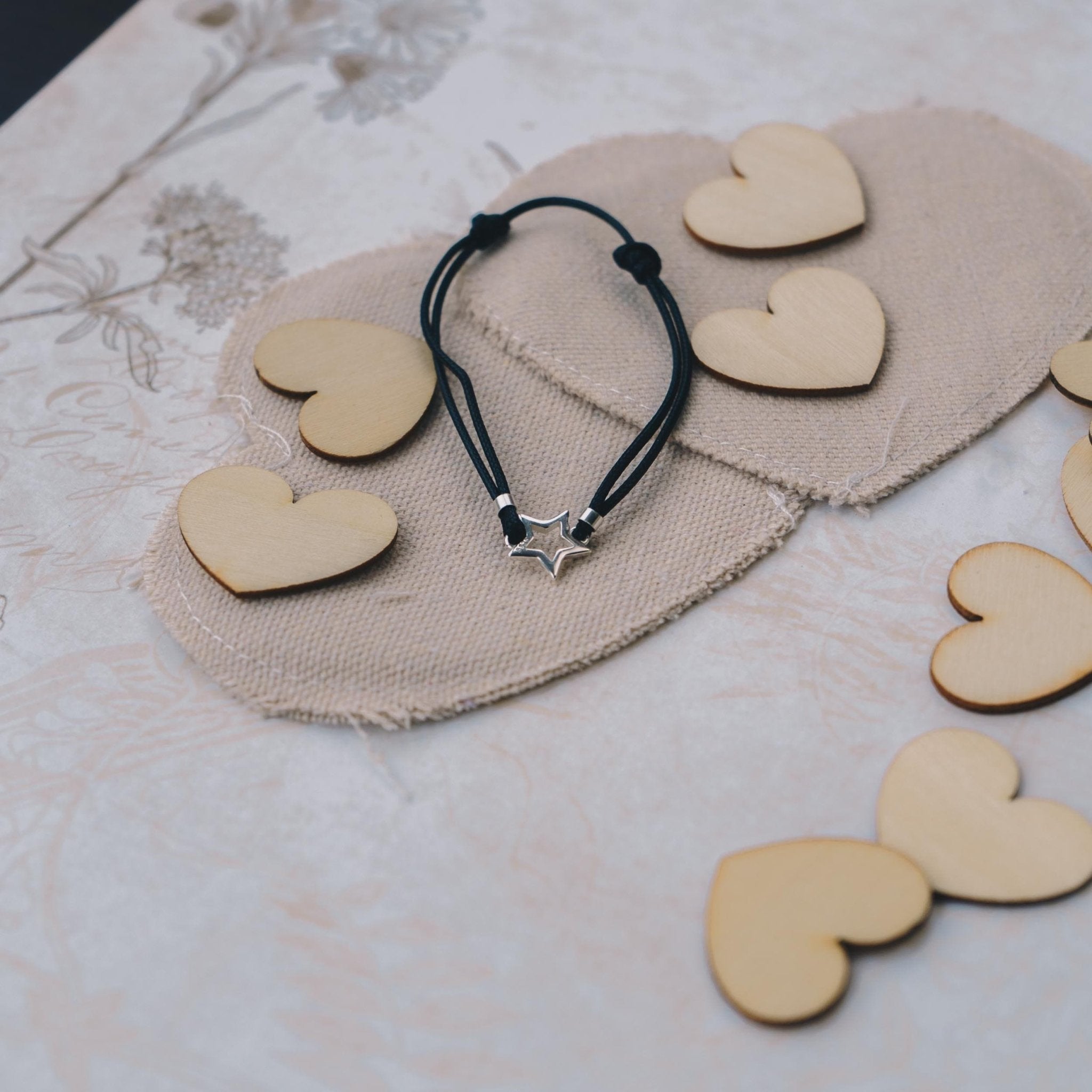 Sterling Silver Friendship Quote Corded Star Bracelet