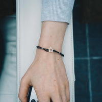 Sterling Silver Friendship Quote Corded Star Bracelet