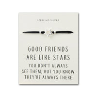 Sterling Silver Friendship Quote Corded Star Bracelet