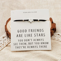 Sterling Silver Friendship Quote Corded Star Bracelet