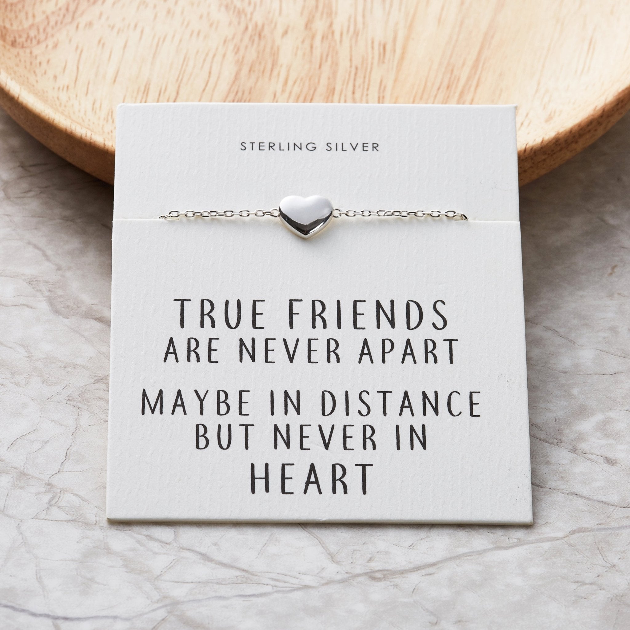 Sterling Silver Friendship Quote Heart Bracelet