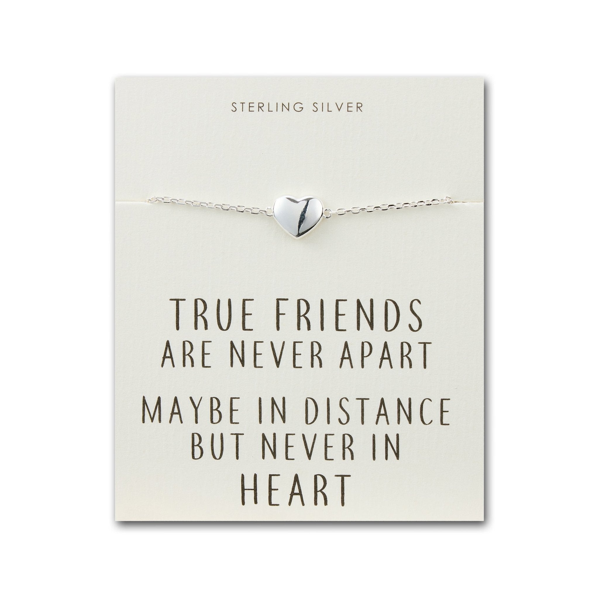 Sterling Silver Friendship Quote Heart Bracelet
