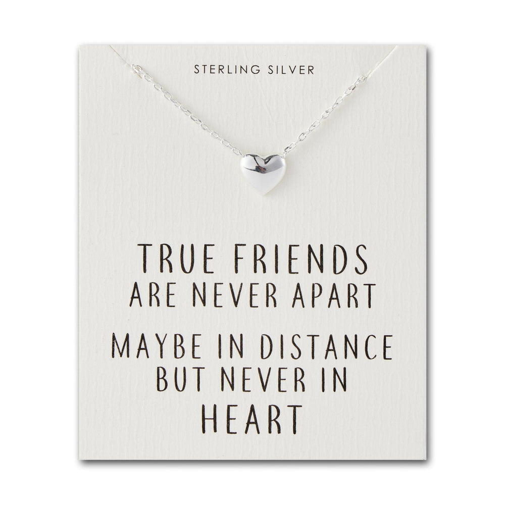 Sterling Silver Friendship Quote Heart Necklace
