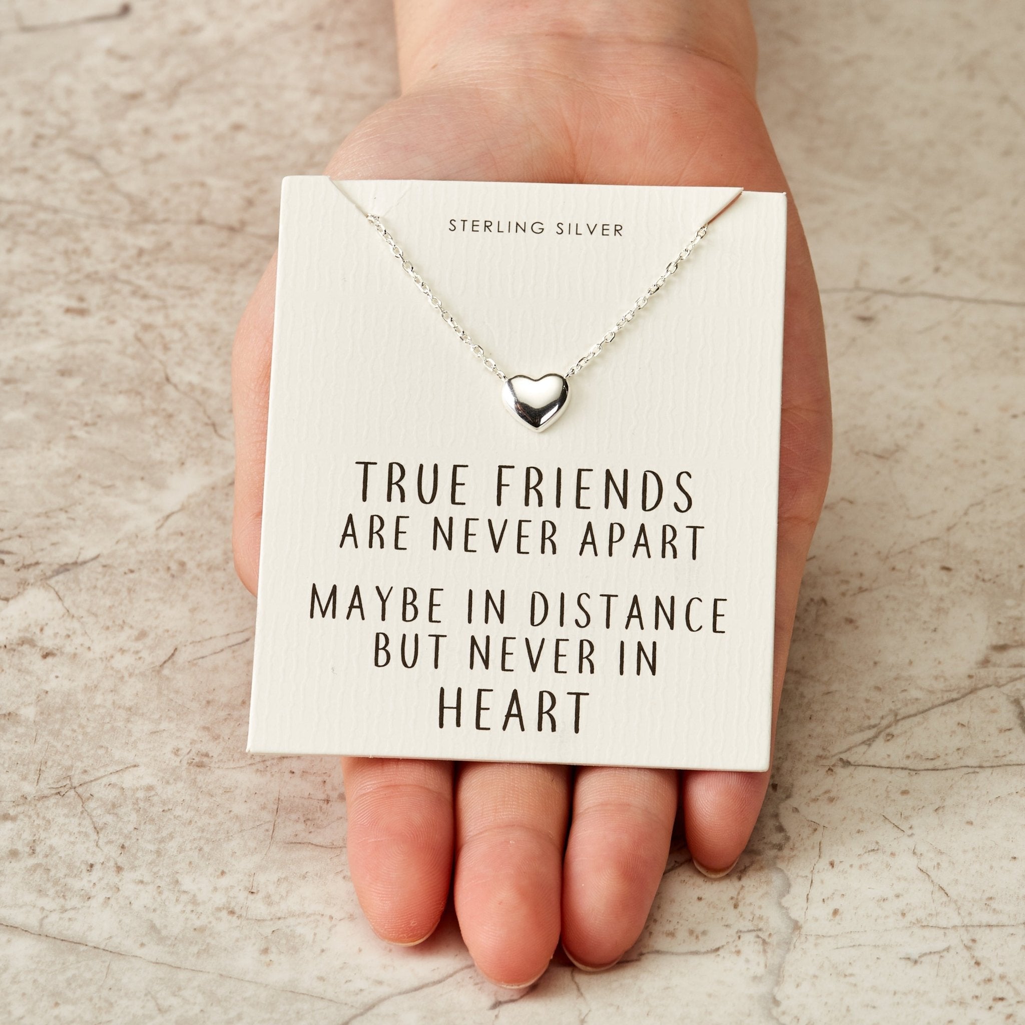 Sterling Silver Friendship Quote Heart Necklace