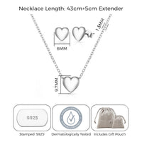 Sterling Silver Friendship Quote Heart Set