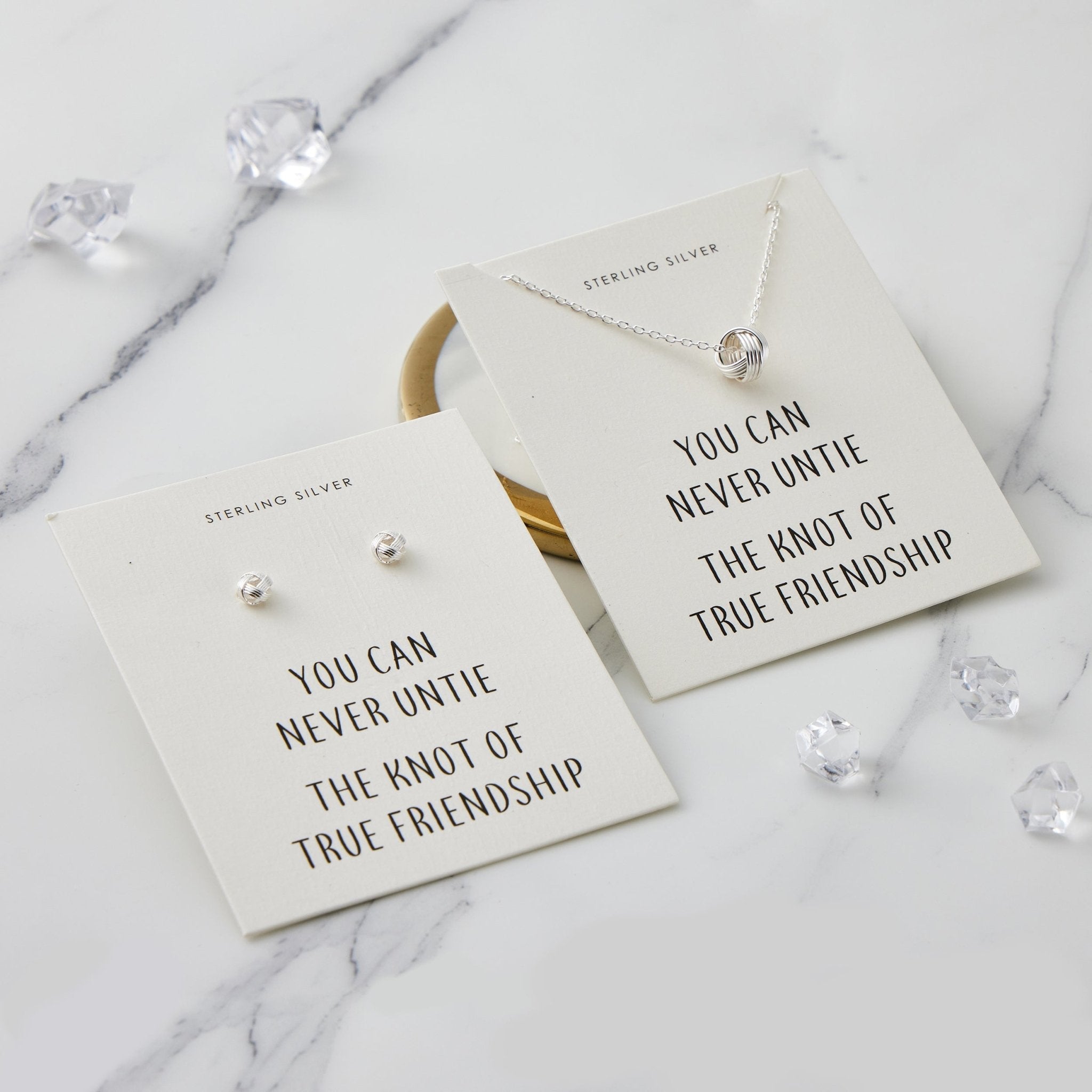 Sterling Silver Friendship Quote Knot Set