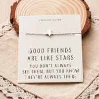 Sterling Silver Friendship Quote Star Bracelet