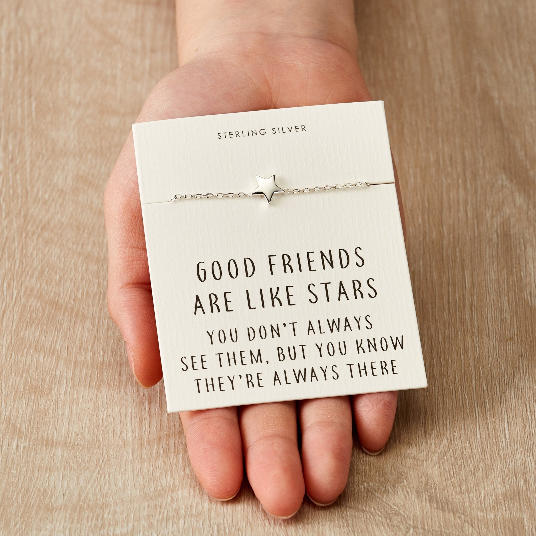 Sterling Silver Friendship Quote Star Bracelet
