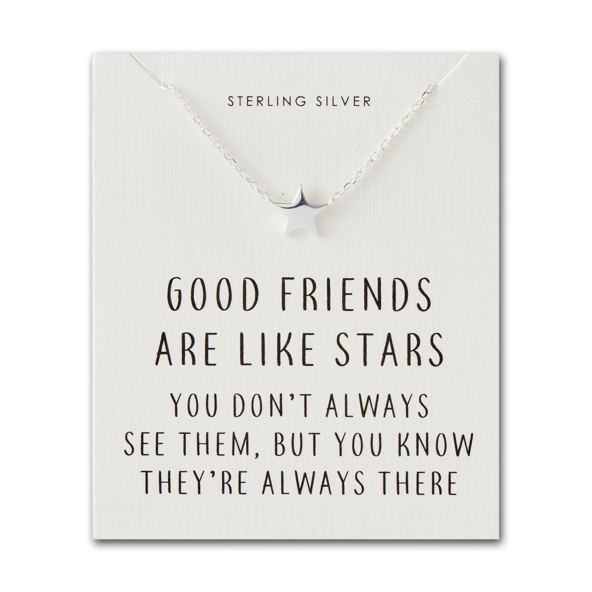 Sterling Silver Friendship Quote Star Necklace