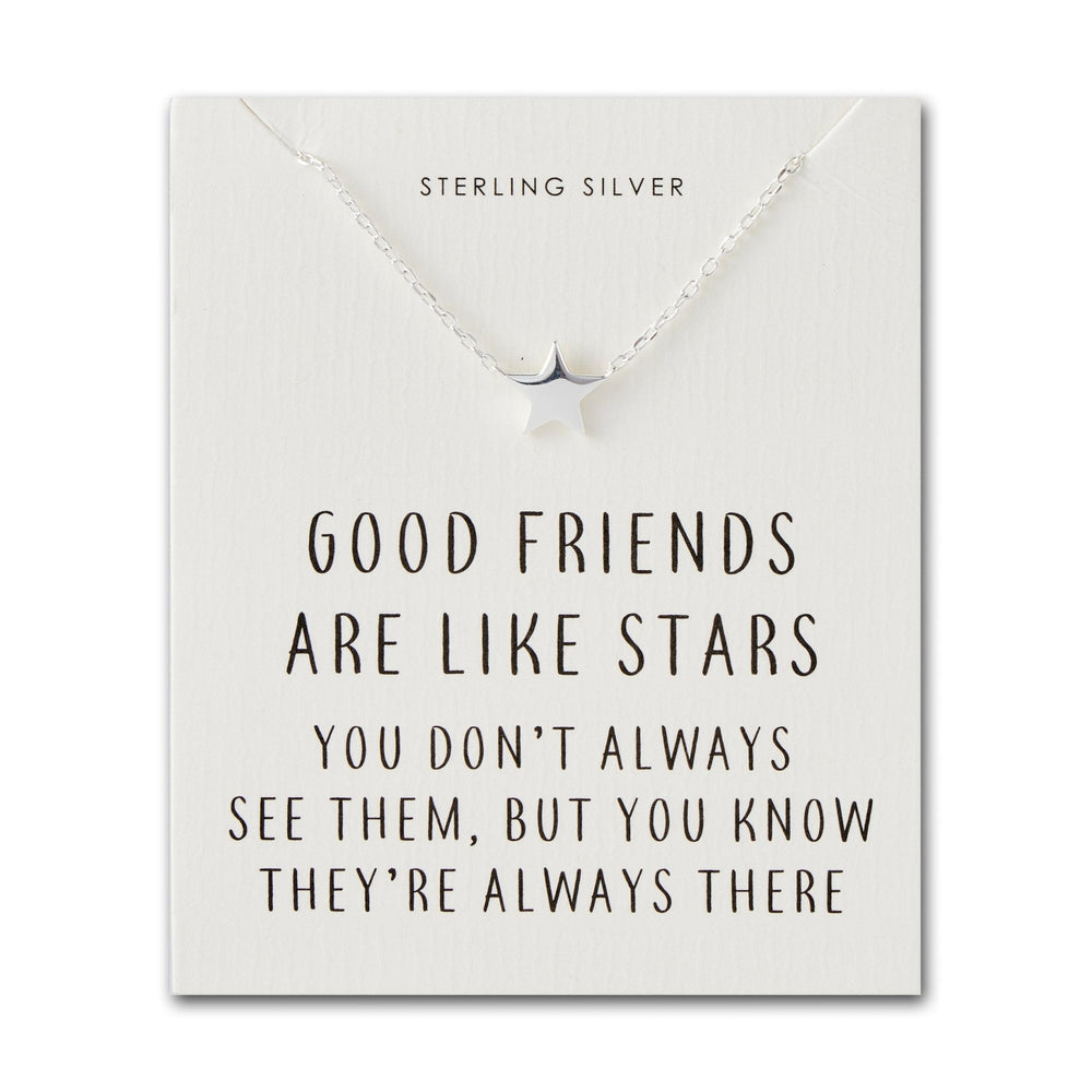 Sterling Silver Friendship Quote Star Necklace