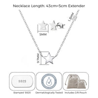 Sterling Silver Friendship Quote Star Set