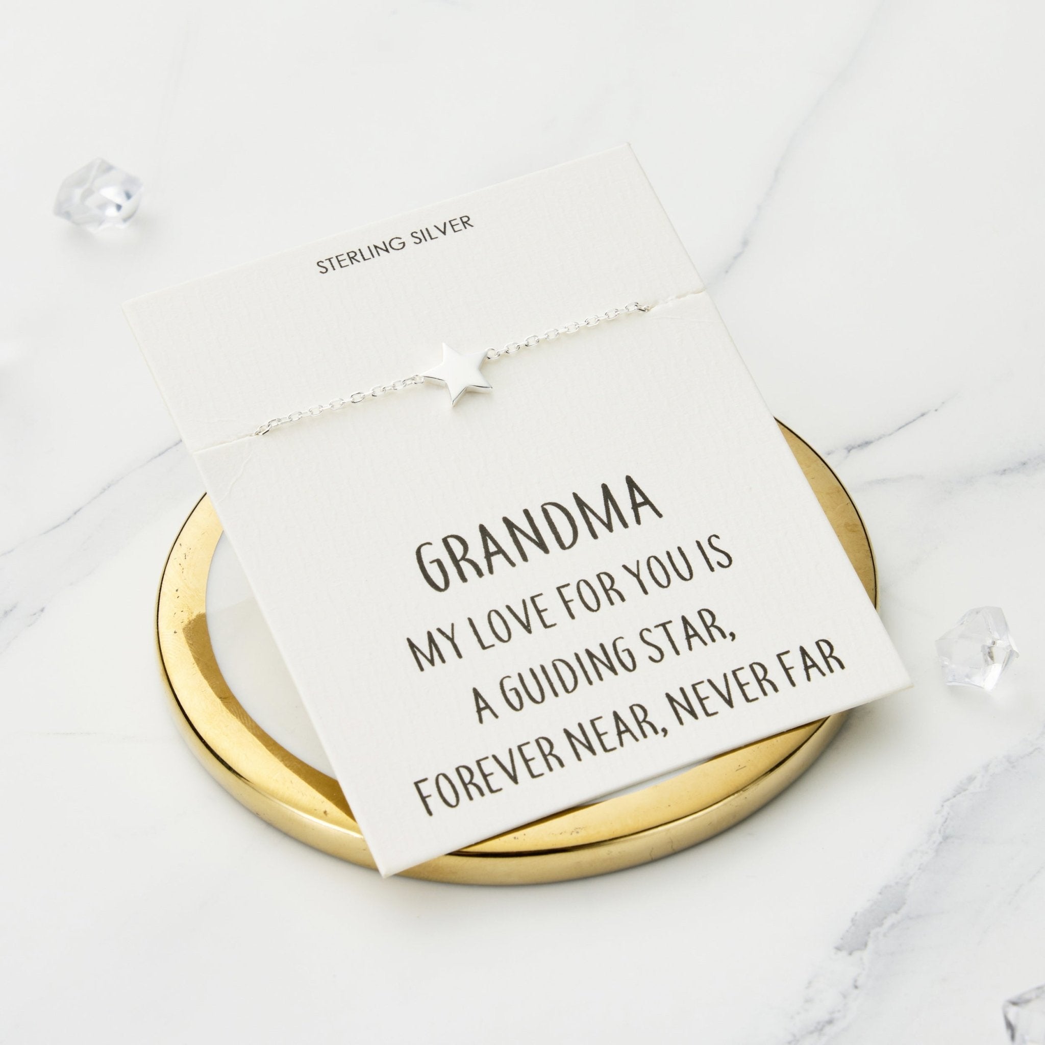 Sterling Silver Grandma Quote Star Bracelet