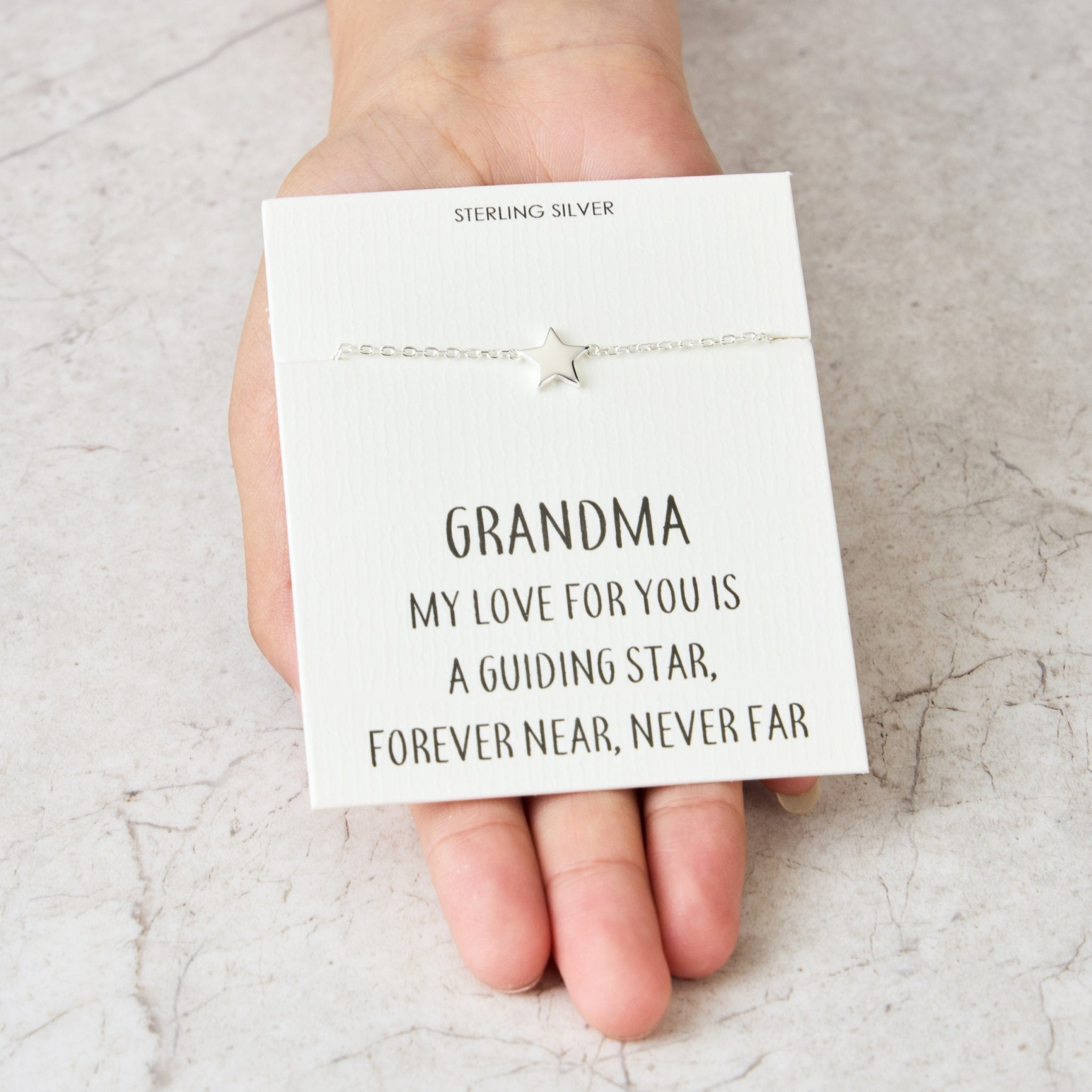 Sterling Silver Grandma Quote Star Bracelet