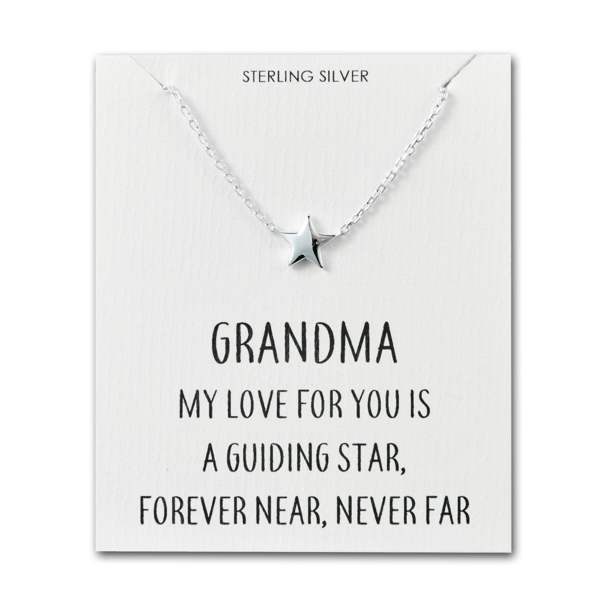 Sterling Silver Grandma Quote Star Necklace