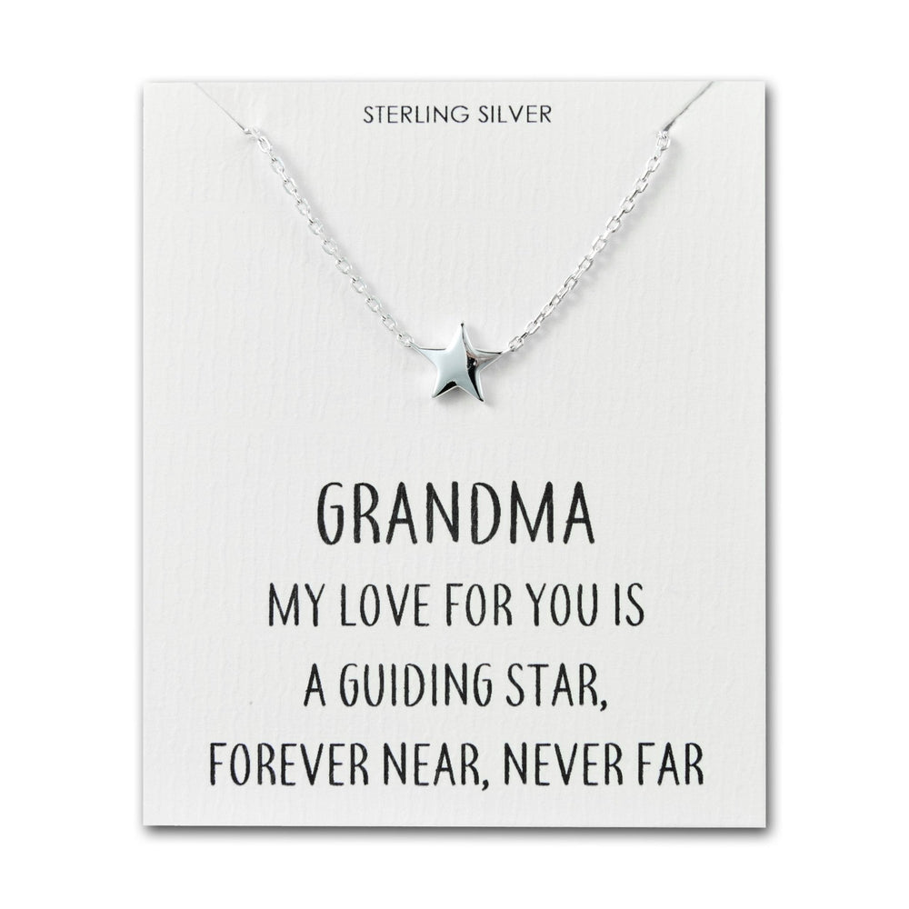 Sterling Silver Grandma Quote Star Necklace