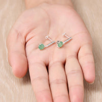 Sterling Silver Green Aventurine Gemstone Drop Earrings with Quote Card