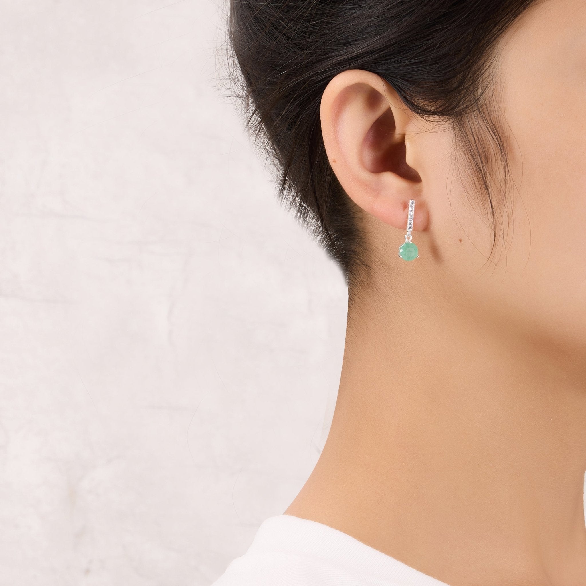 Sterling Silver Green Aventurine Gemstone Drop Earrings with Quote Card